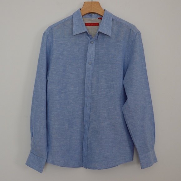 Report Collection Linen/Cotton Mens Long Sleeve Shirt Size M - Picture 1 of 5